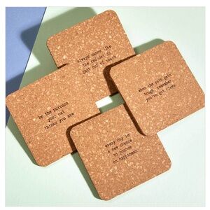 Cat Lady Box Meowtivational Cork Coasters NIP